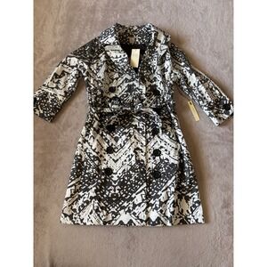 VERTIGO PARIS Notch Collar Mid Length Trench Coat Sz M "Soft Chevron" NWT‎ $230